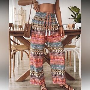 Bohemian Multicolor Wide-Leg Pants